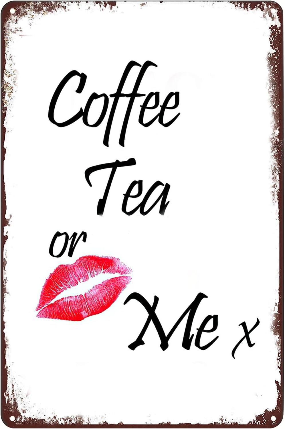 Coffee Tea You And Me - Plaque murale vintage en métal «