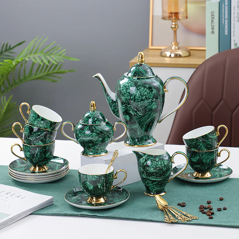Coffee Tea Creamer - Sophia China-Théière en céramique verte incrustée