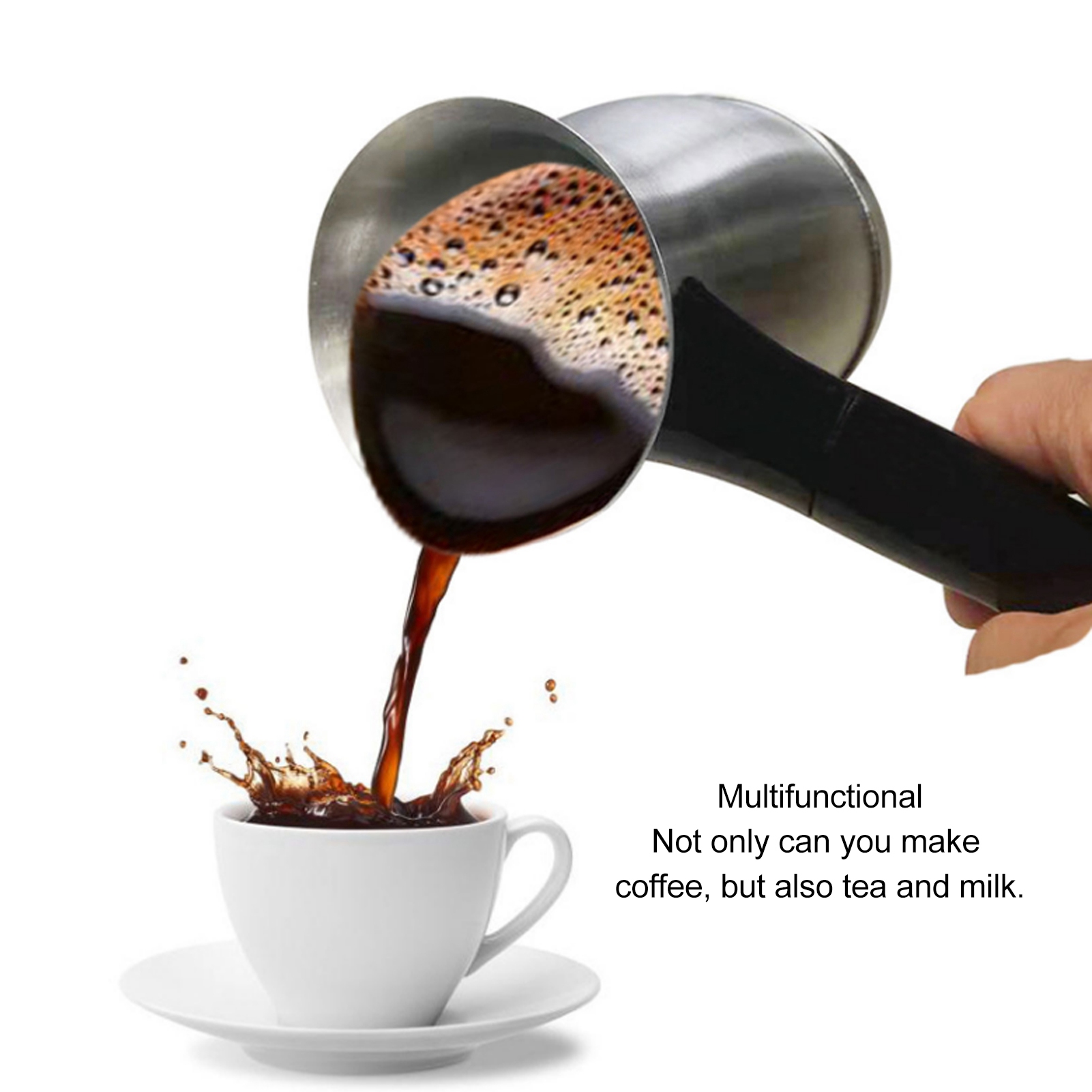 Coffee Tea Exchange - Cafetière électrique turque en acier inoxydable,